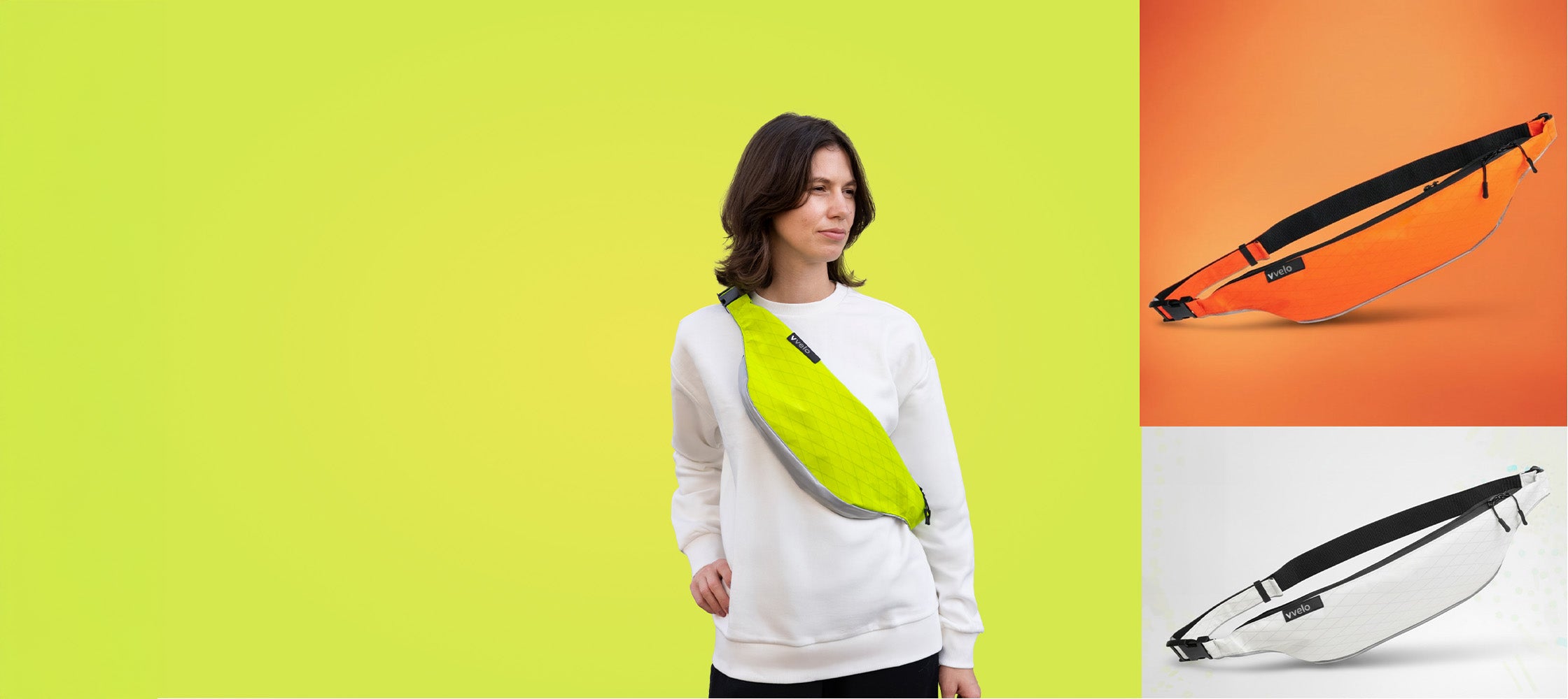 Die smarte Crossbag für Radfahrende Gelb Banner