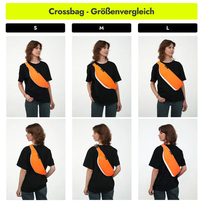 Frau trägt die vvelo Crossbag in unterschiedlichen Größen