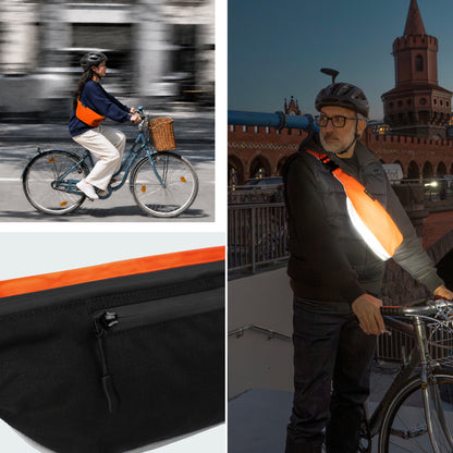 Crossbag medium neon-Orange– vvelo | getragen von einem Mann
