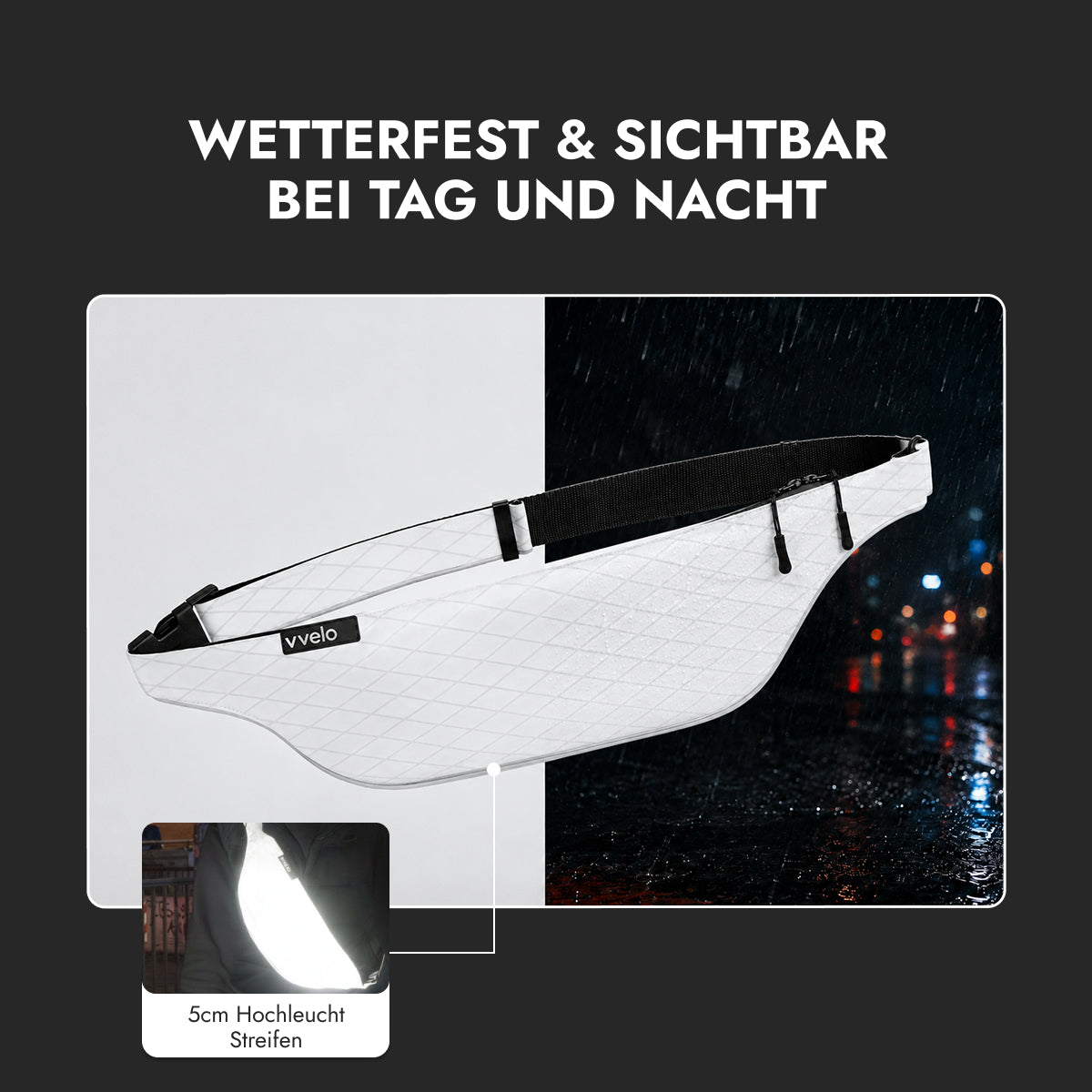 vvelo Crossbag sichtbar bei Tag und Nacht (Groß, Weiß)