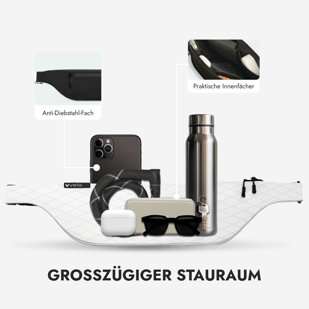 Stauraum der vvelo Crossbag (Large, Weiß)