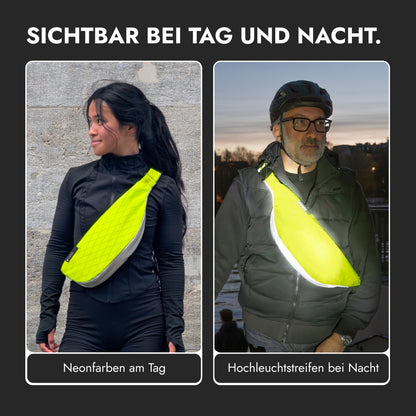 vvelo Crossbag bei Tag und Nacht (Groß, Gelb)