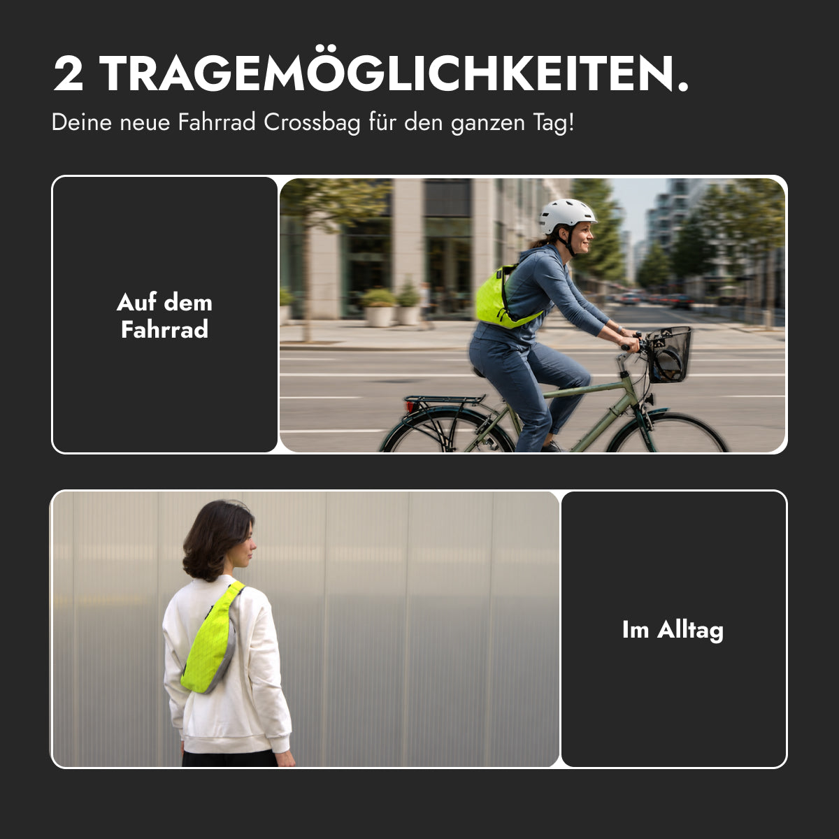 vvelo Crossbag fürs Rad und im Alltag (Groß, Gelb)