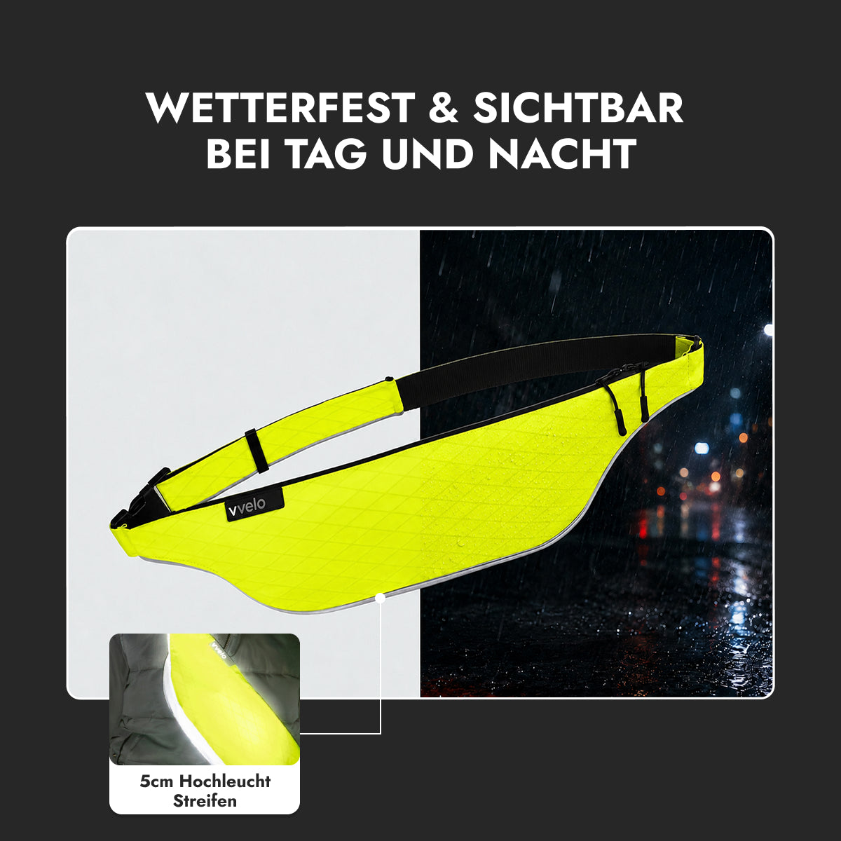 vvelo Crossbag sichtbar bei Tag und Nacht (Groß, Gelb)