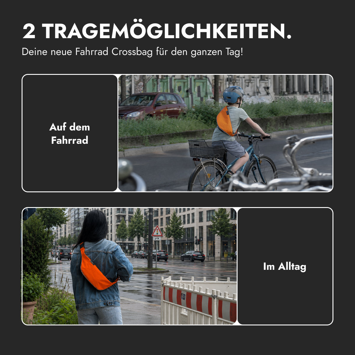 vvelo Crossbag fürs Rad und im Alltag (Small, Orange)