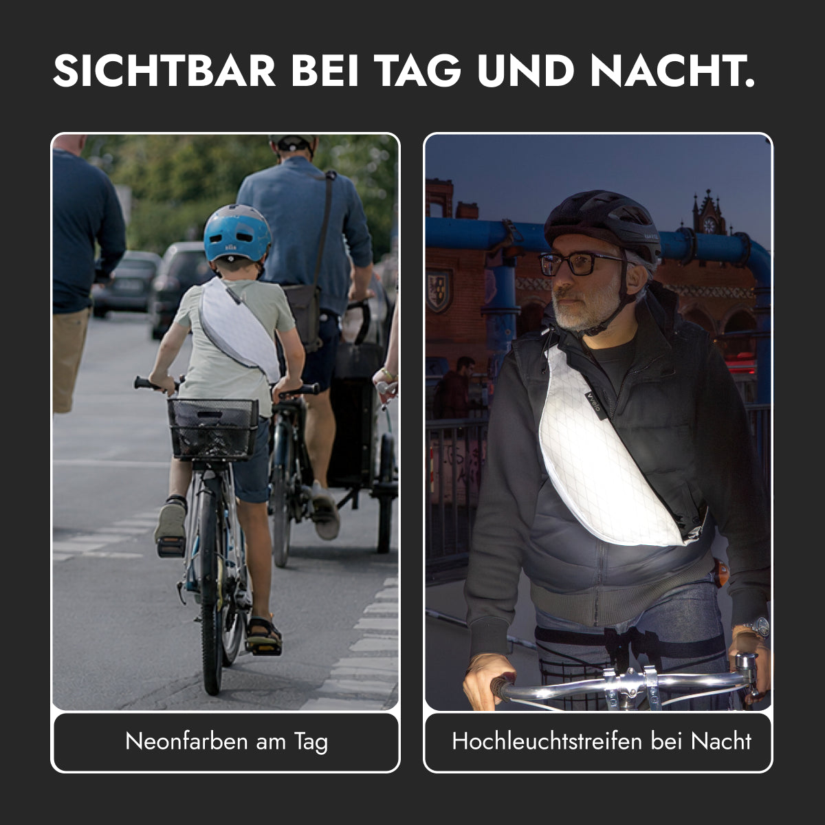 vvelo Crossbag bei Tag und Nacht (Small, Weiß)